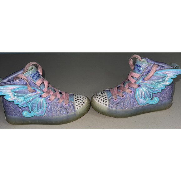 Twinkle Toes Skechers Girls 11C Sneakers Light Up Fairy Wings High Top Causal - Picture 5 of 13